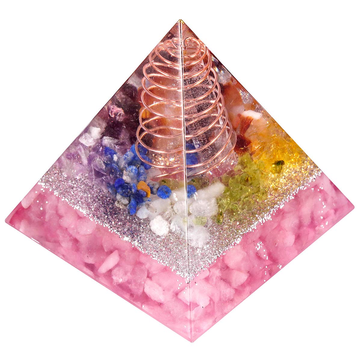 Nupuyai Rose Quartz Healing Crystal Pyramid for Protection, Chakra Energy Crystal Quartz Points Decor 5cm