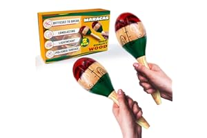 2 Pcs Large Wooden Maracas for Adults - Maracas Set Shakers Musical Instruments for Adults Mexican Maracas Party Favors Wood 