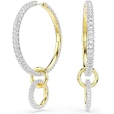 Swarovski Dextera hoop earrings, Round cut, White, Gold-tone plated