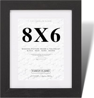 Fabian Clarke London 8x6 Modern Black Wooden Frame with White Mount 7x5