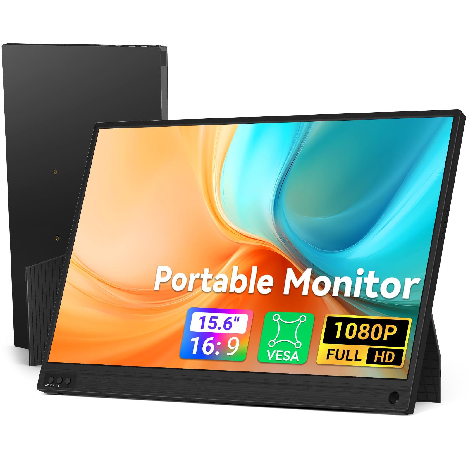 Photo 1 of HotYeah Portable Travel Monitor, 15.6-in 1080P FHD Laptop Monitor USB-C HDMI External Computer Display FreeSync IPS w/Kickstand, Extra External Screen for Laptop PC Mac Phone Tablet Switch PS5 Xbox