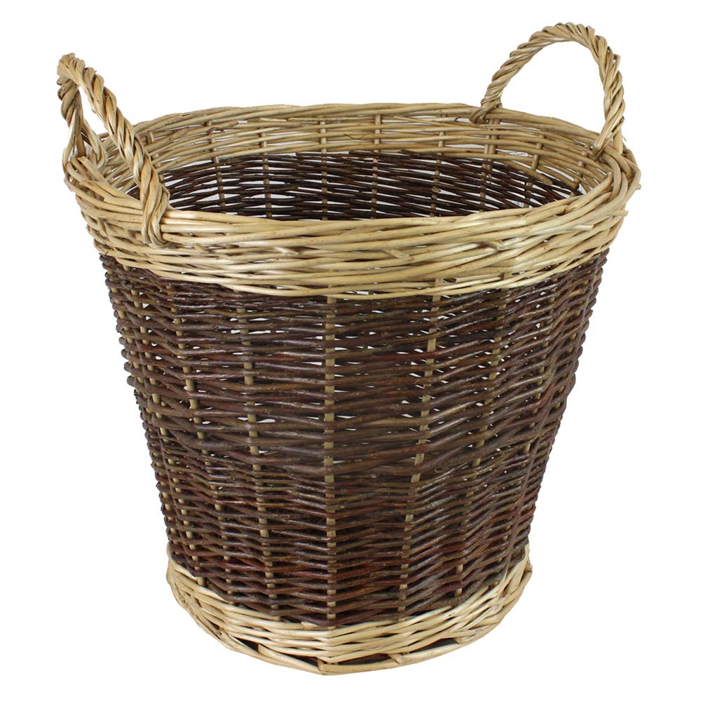 JVL Two Tone Willow Log Basket, 60 x 50 cm