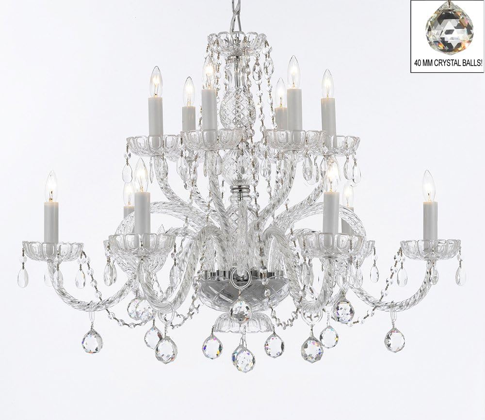 Murano Venetian Style All Empress Crystal (Tm) Chandelier with Crystal Balls