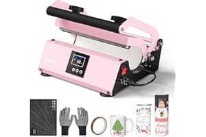 EENOUR Tumbler Heat Press Machine for 30oz 20oz 16oz Sublimation Blank Skinny Tumbler Glass Jar Can, Auto-Timer Mug Press with Digital Temp&Time Setting for 11-16oz Coffee/Ceramic Mug Cup - Pink