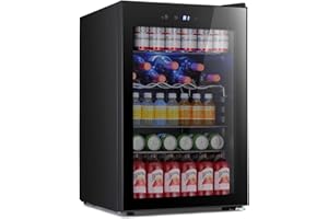 Antarctic Star Beverage Refrigerator -150 Can Mini Fridge for Soda Beer or wine,Small Drink Dispenser, For Office or Bar with Adjustable Removable Shelves，4.5 Cu. Ft. (Black)