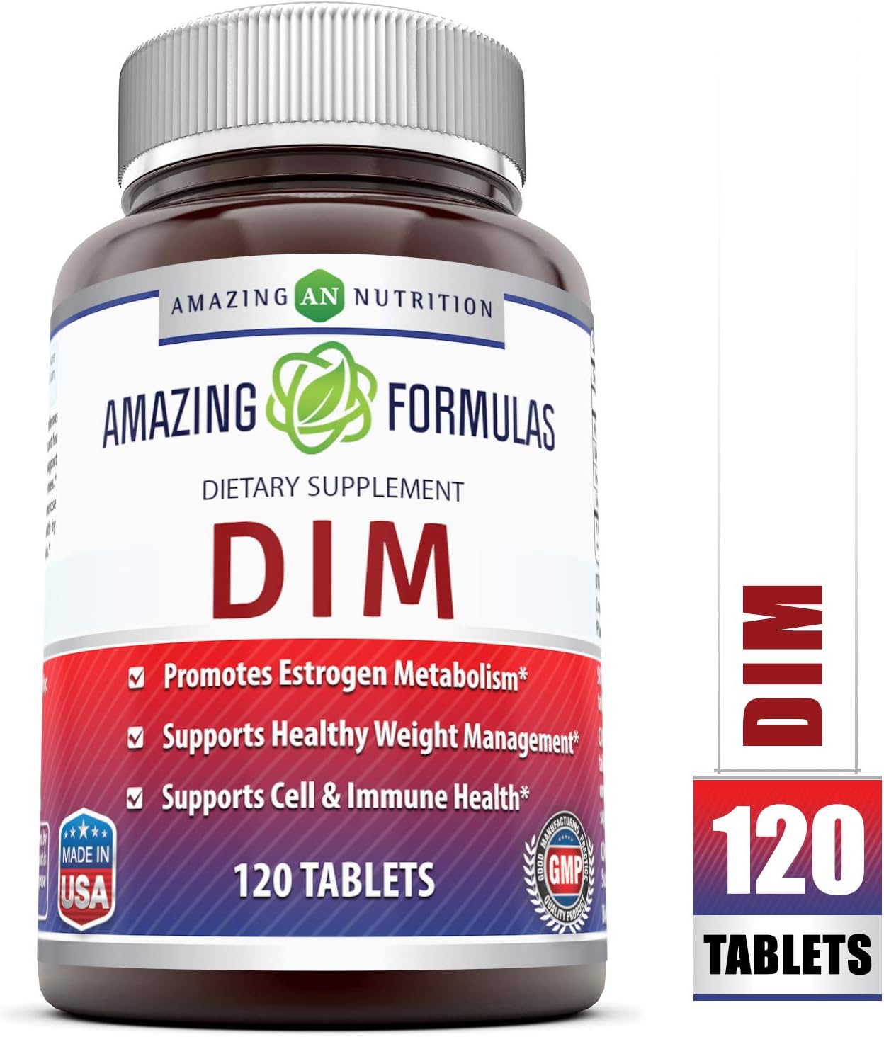 Amazing Formulas DIM Supplement – DIM (Diindolylmethane) Supports Healthy Estrogen Levels for Continued Good Health, Weight Management – Each Tablet Has 100 Mg of DIM (Diindolylmethane) Along Vitamin