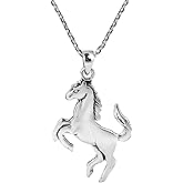 AeraVida 18-Inch Sterling Silver Galloping Horse Pendant Necklace for Women Double Sided Animal Design Shiny Finish Elegant Equestrian Jewelry Gift for Her Symbol of Freedom and Power