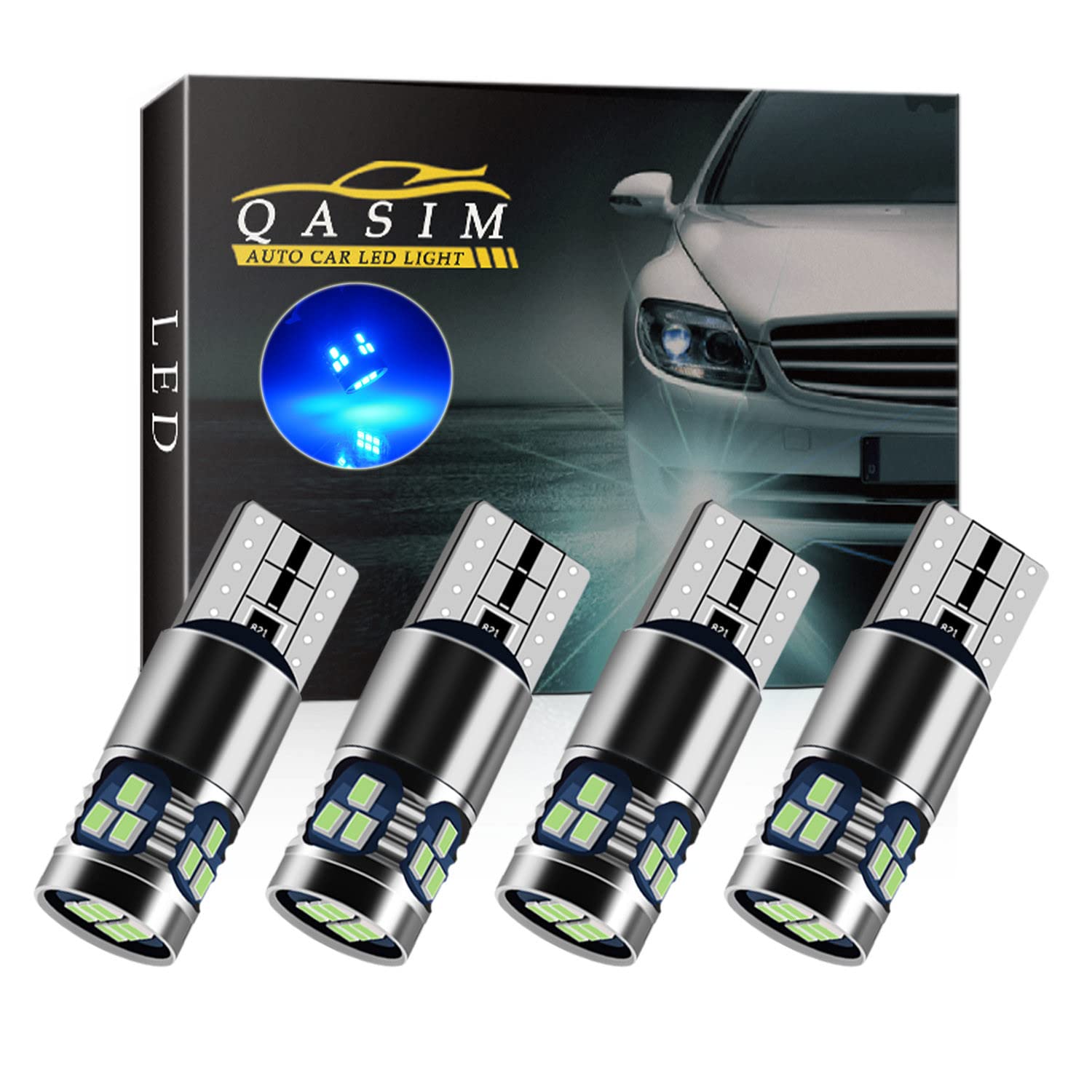 Qasim 4pcs T10 501 LED Bulbs Blue W5W 194 168 LED Light Canbus No Error 2016-18SMD 450 Lumens for Car Side Lights Interior Dome Map Door Courtesy Number Plate Lights