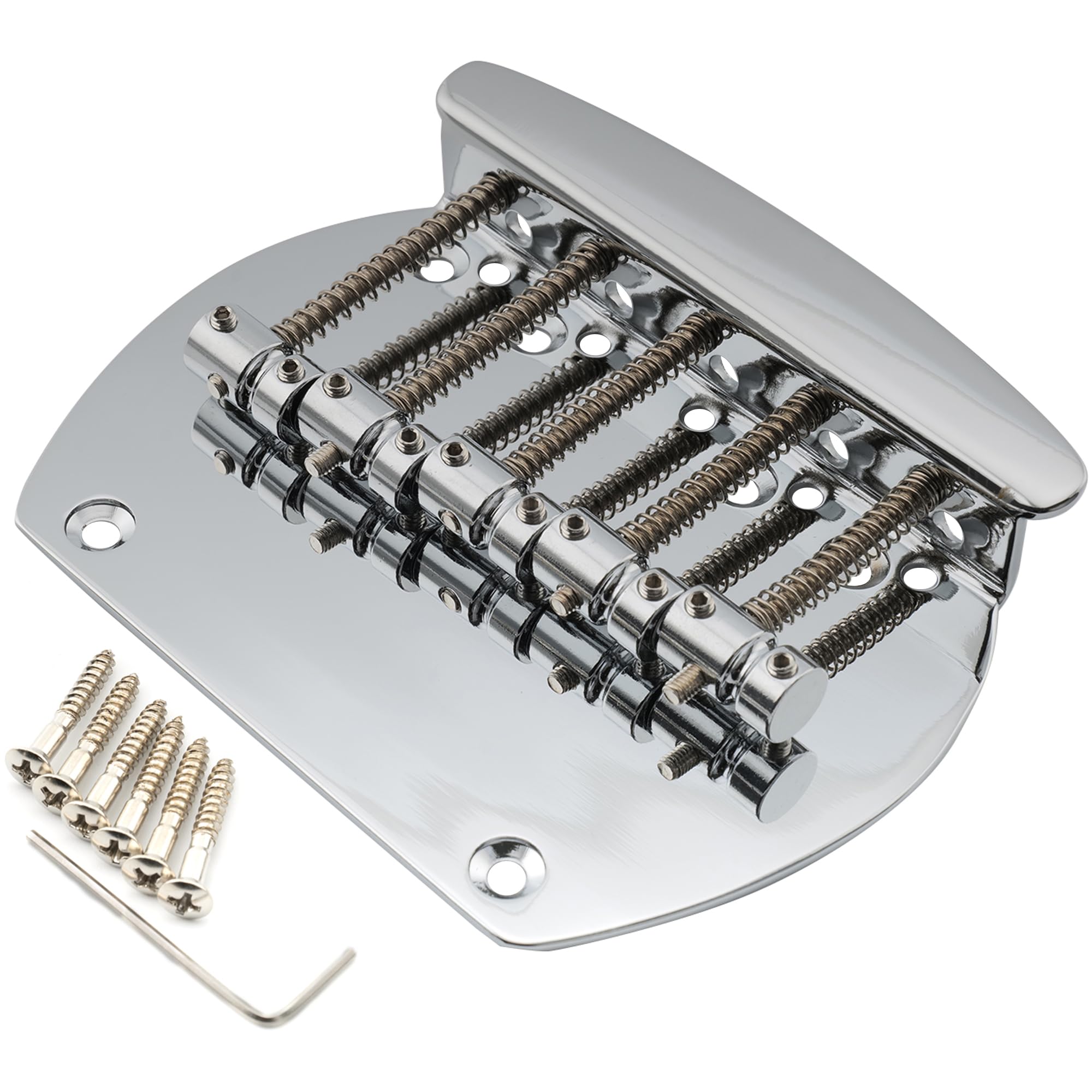 Musiclily Pro 16mm Steel 5-String Bass Bridge for Musicman Style Bass, Chrome