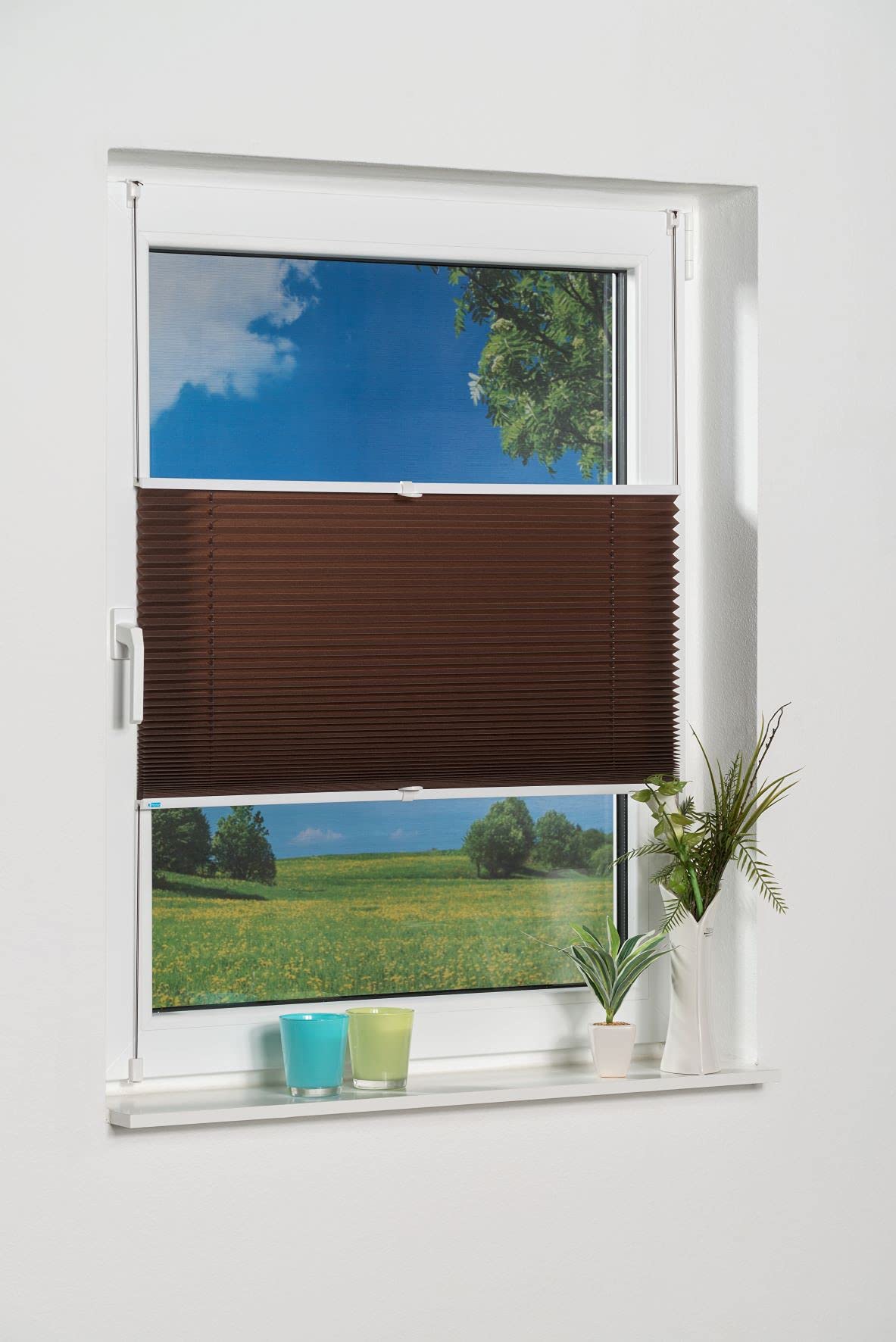 K-home Klemmfix Pleated Blind, brown, 40 x 130 (B x L)