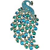 SUPERFINDINGS Peacock Brooch Pins Rhinestone Elegant Brooches Peacock Lapel Pins Crystal Bird Animal Brooch Vintage Fashion Brooch for Wedding Christmas Birthday Jewelry Gift