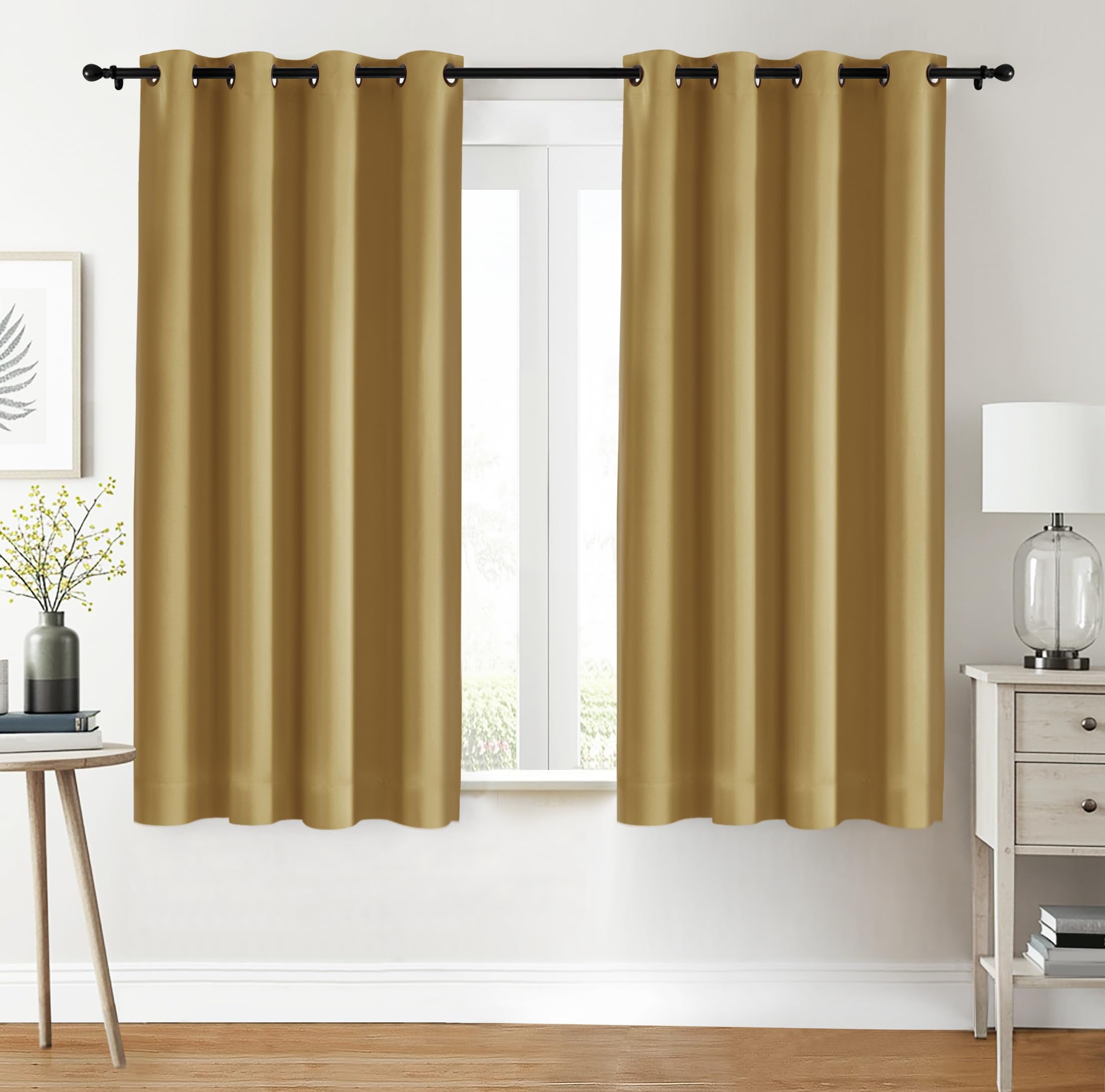 Utopia Bedding Blackout Curtains Grommet Thermal 2 Panels Drapes [Beige, 46 x 54 Inches] Sound Insulated Curtain for Bedroom and Living Room (117x137 cm) — image 1