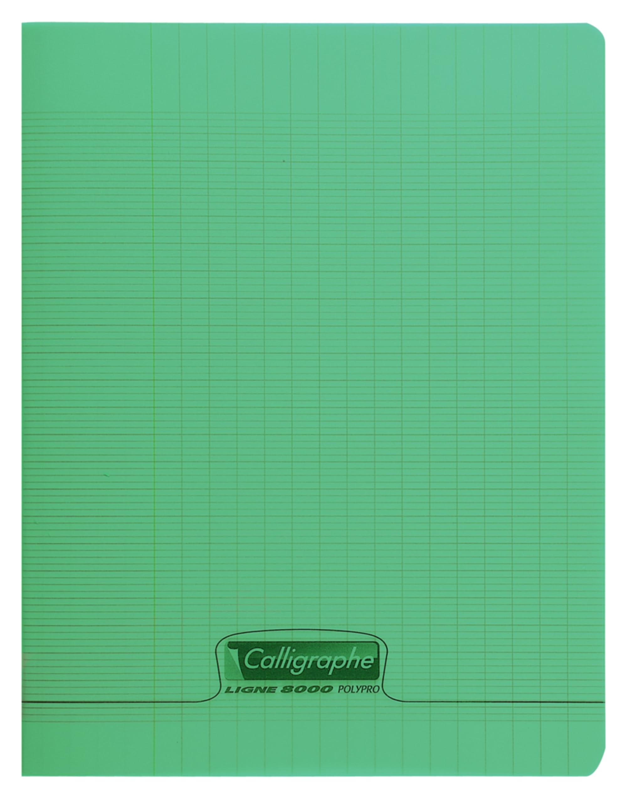 Calligrapher 18295C A Green Stapled Notebook (a Clairefontaine Brand) - 24x32 cm - 140 Seyes TriColoure Pages - 90 g White Paper - Transparent Polypro Cover