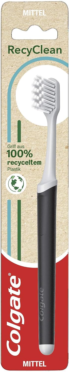 Colgate RecyClean Toothbrush, Medium, Pack of 1, Manual Toothbrush with Plant-Based Bristles and Handle Made from 100% Recycled Plastic - Image 3