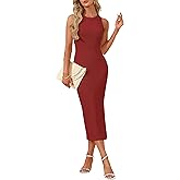 AUSELILY Womens Summer Bodycon Dresses 2026 Basic Casual Sleeveless Knit Tank Midi Dress