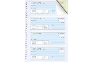 ZZRYWUTY Large Money and Rent Receipt Book with Cardboard Insert,2-Part Carbonless,7.9”x11.23” Spiral Bound,200 Sets per Book,4 Receipts per Page for Office Supplier,Rent and Cash Transaction