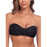 Colloyes Women's Bandeau Bikini Top Strapless Tie Back Bathing Suit Top