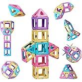 TOKBLOK Pastel Magnetic Tiles Set - 40-Piece STEM Building Blocks for Kids Ages 3-8, Creative & Educational Toy Gift for Girls - Starter Set