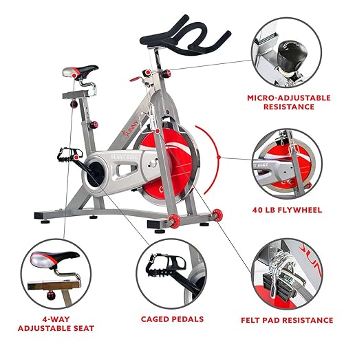 Sunny Health Fitness Belt Drive Pro Indoor Cycling Bike SF