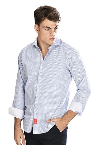 En Fitcon Vichy Camisa Vestirslim Cuadros De Manga Color Larga Dxecrbwo