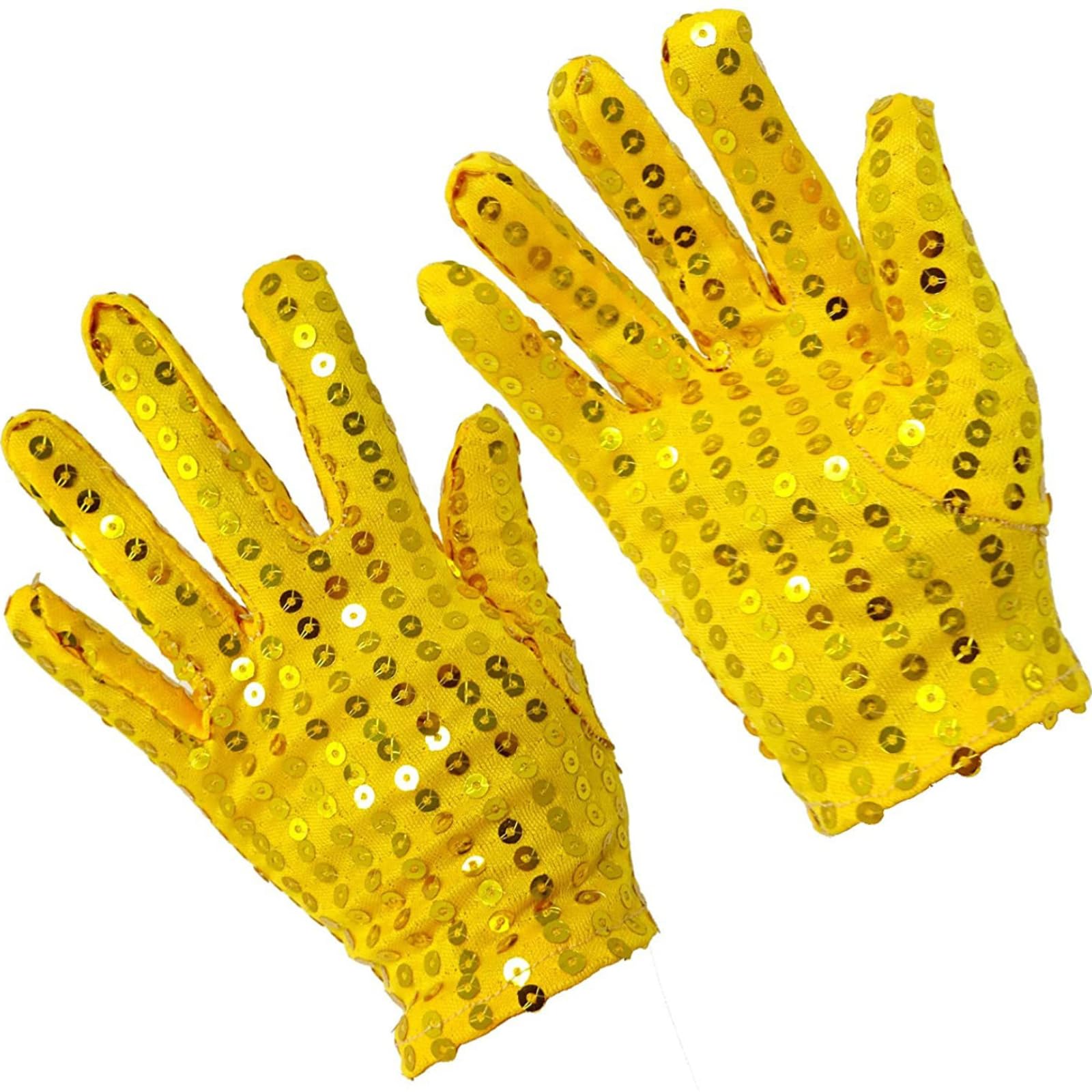 CHENGZI 1 Pairs Adult Costume Halloween Glitter Short Gloves Dance Stage Gloves Adults Sparkling Sequin Dance Gloves (Yellow)