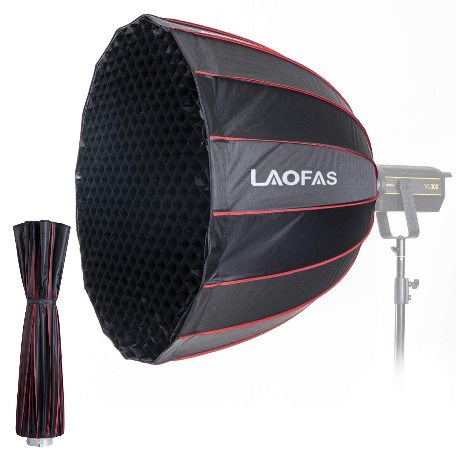 LAOFAS U120 Deep Parabolic Umbrella Style Quick Setup Softbox with Removable Diffuser Honeycomb Grid for Aputure 120D II 300D II Godox SL60W VL150 VL300 SL150WII and Other Bowens Mount Lights (120cm)