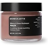 BAMBU EARTH Bilberry & Snow Mushroom Mask (2 oz) - Nourishing Facial Mask for All Skin Types, Blends with Powerful Organic Skin Care Ingredients for Deep Hydration Leaving Your Skin Soft & Supple