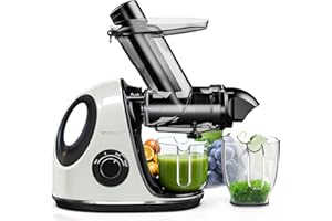 Juicer Machines, Cold Press Juicer Machines 3 inches Wide Chute, Vividmoo Slow Masticating Juicer, Celery Juicers with Reverse Function & Quiet Motor, High Yield Juice Extractor (White)