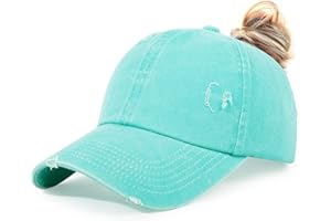 HH HOFNEN Ponytail Hats Womens Washed Distressed Baseball Cap High Ponycaps Cotton Dad Hat with Ponytail Hole
