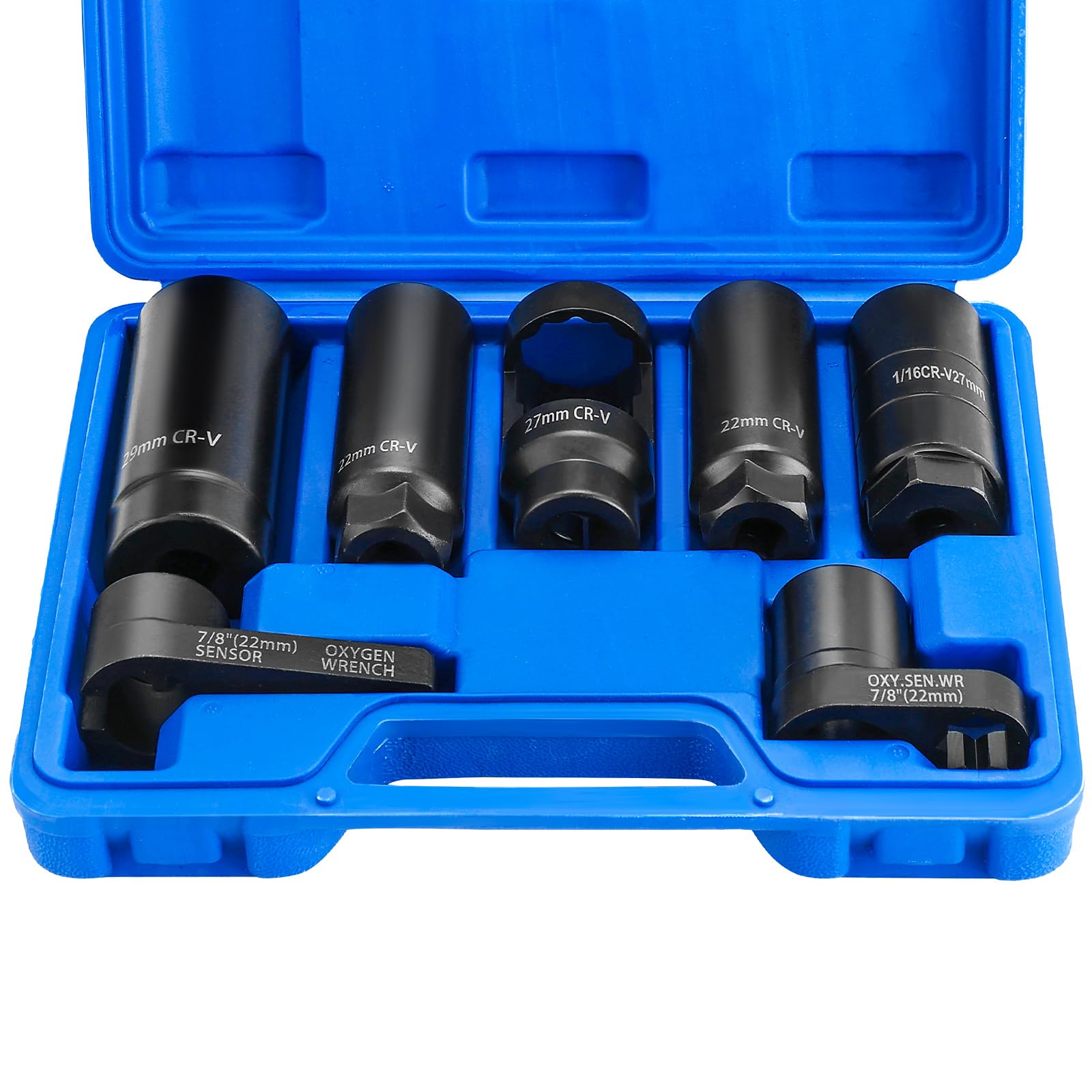 DASBET 7PCS O2 Oxygen Sensor & Oil Pressure Sending Unit Master Sensor Socket Set Oil Pressure Sending Unit Removal Kit O2 Sensor Socket Set 3/8 inch & 1/2 inch Drive
