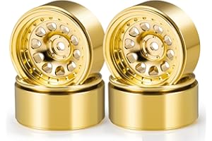 RCLIONS 1.3" Brass Beadlock Wheel Rims 245g for 1/18 TRX4M 1/24 AXIAL SCX24 FCX24 RC Crawler Car Upgrade Parts (Gold)