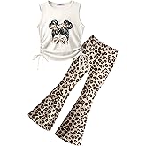 Arshiner Toddler Girl Clothes 2 Piece Outfits Side Adjustable Drawstrings Tank Tops and Flare Leggings Pant Set