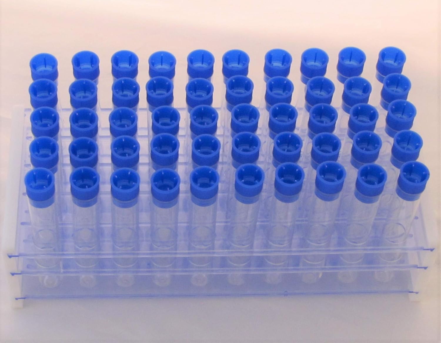 50 Clear Plastic Test Tube with Rack, 15x100 mm Tubes and Caps Amazon