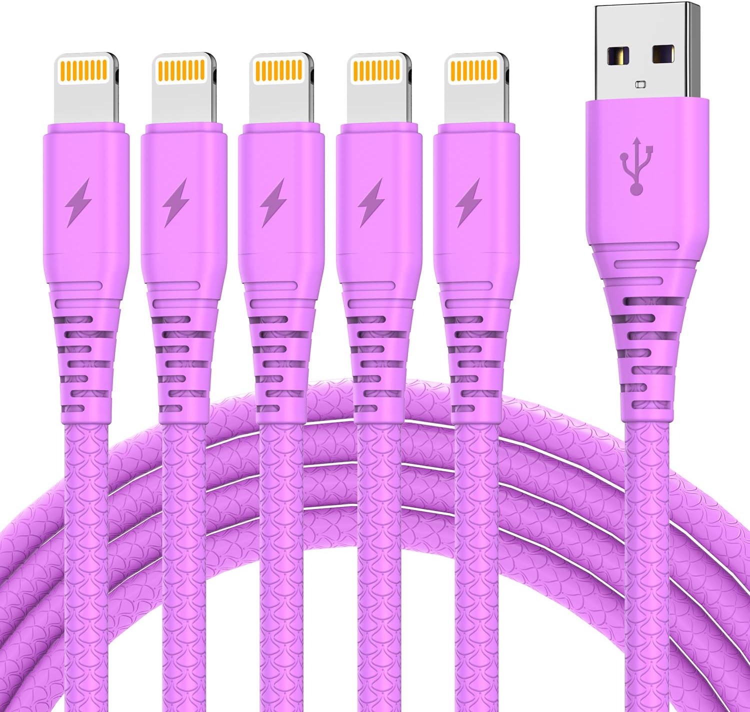 iPhone Charger Cable,Purple 1ft 5Pack Lightning to USB A