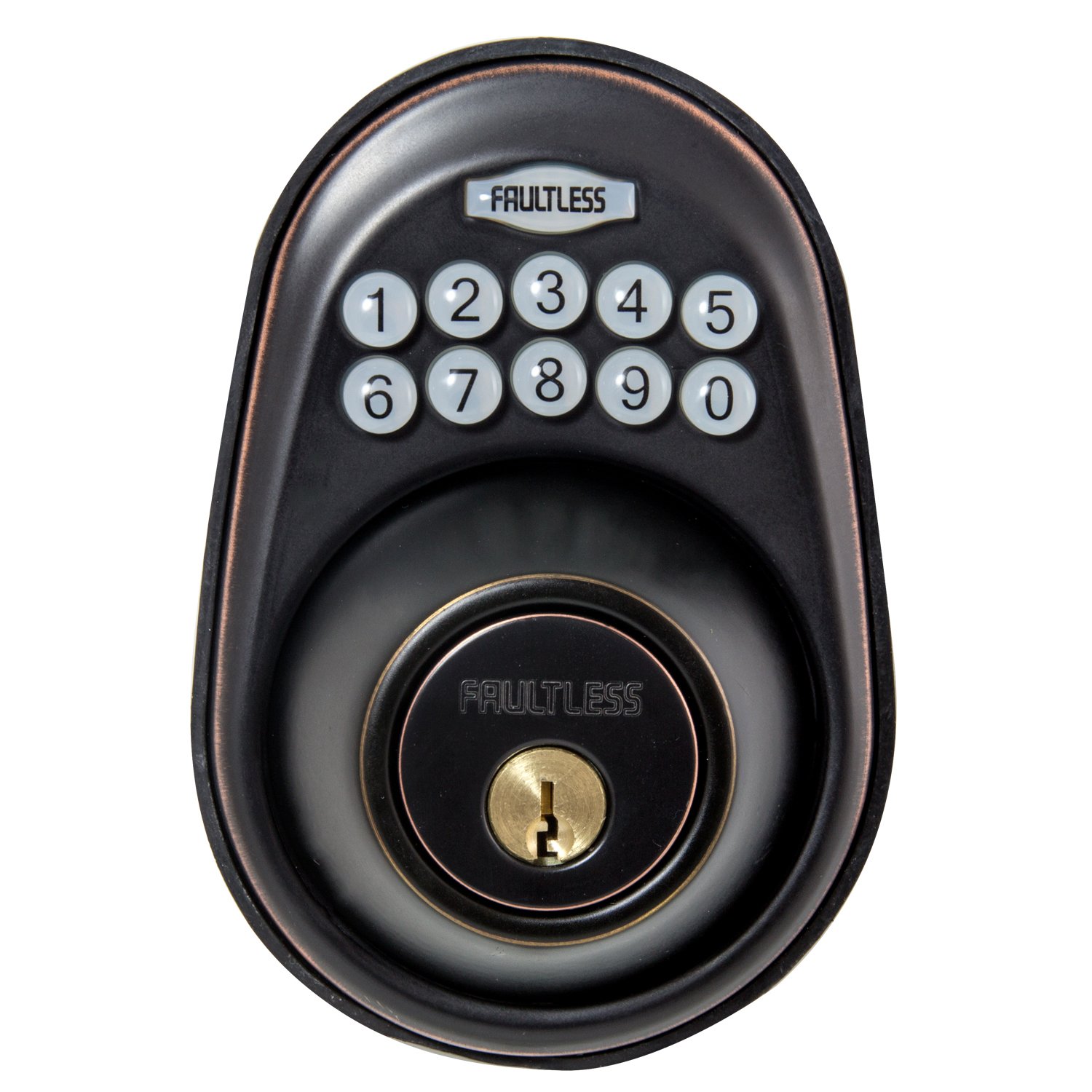 Faultless GA6X7DW1AA Pebble Electronic Keypad Deadbolt, Aged Bronze