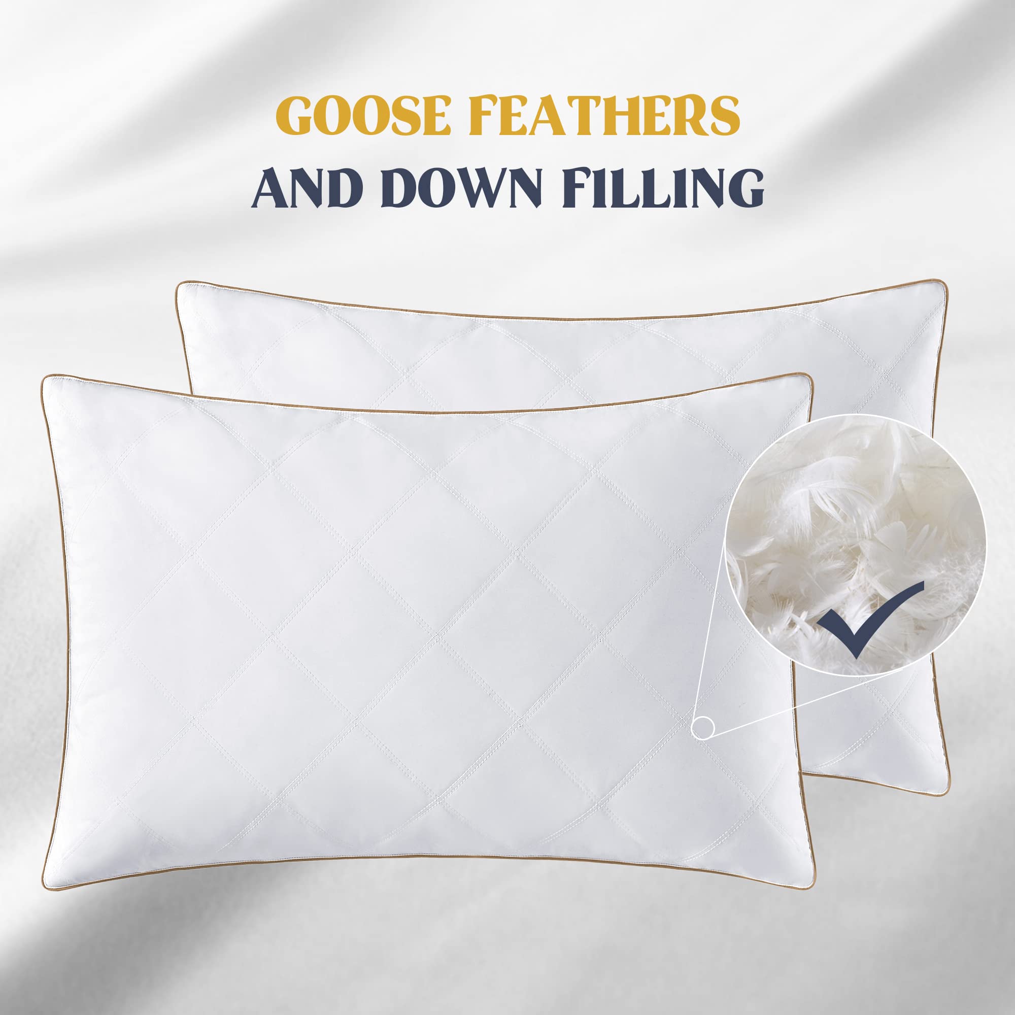 puredown Goose Feathers and Down Pillow with Diamond Quilting