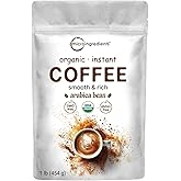 Organic Instant Coffee, 1lb Powder | Premium Arabica Coffee Beans Source | Medium to Dark Roast | Natural Fresh Flavor | Smooth &amp; Rich | Non-GMO, Gluten Free