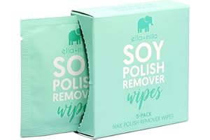 ella+mila Soy Nail Polish Remover Wipes Non-Acetone Lint Free Nail Wipes - Non-Toxic Fingernail Polish Remover - Unscented & Enriched with Vitamins A,C & E (5 Pack)