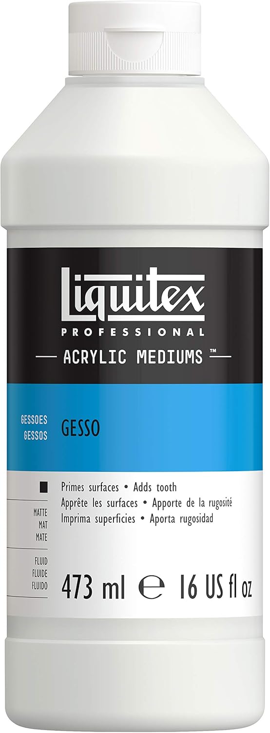 Liquitex Professional Acrylic Medium for Acrylic and Oil Paint White Gesso Surface Prep, 473 ml, 473 ml (Pack of 1)