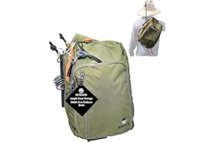 SUMATO Fly Fishing Tenkara Sling Pack with Dual Rod Quiver - 5 Pocket Storage - Lightweight & Comfortable - Unisex - Multi-Use Outdoor Adjustable Backpack