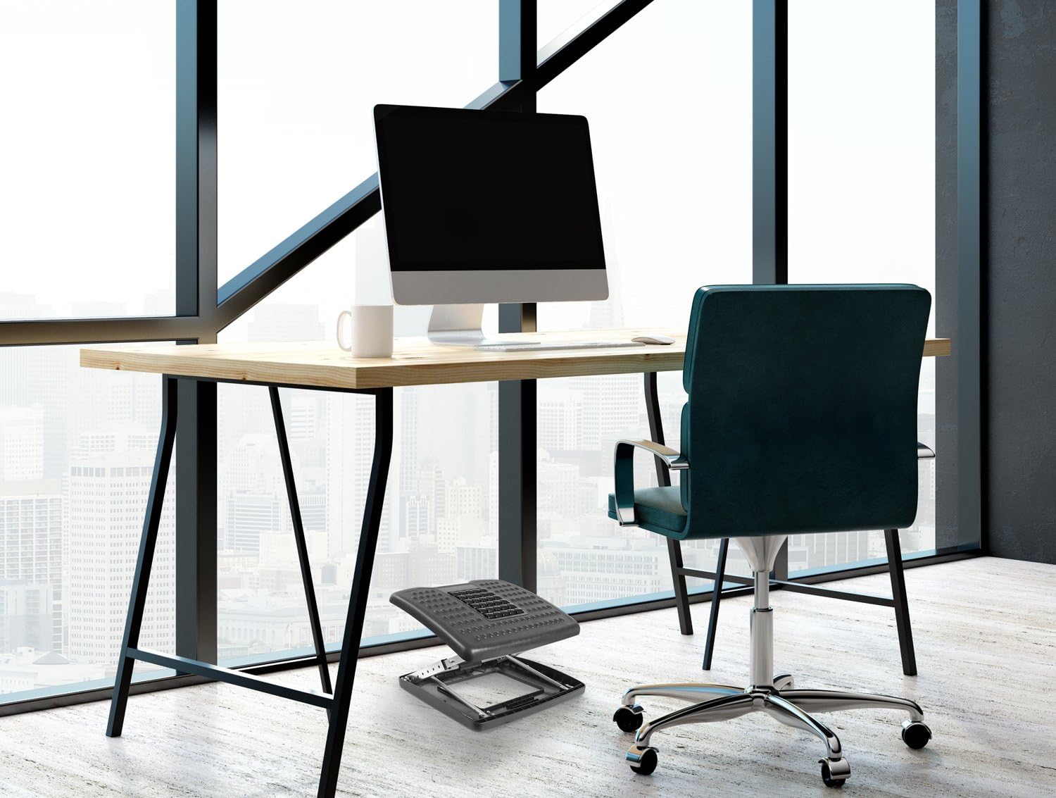 Mount-It! Adjustable Footrest with Massaging Bead | Adjustable Height and Tilt Office Foot Rest Stool for Under Desk Support | 5 Height Settings, 3 Tilt Settings | Black : Office Products