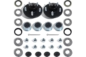 iBroPrat 2 Sets Trailer Hub Kit 5 Bolt 4.5, Trailer Axle Kit for 2000 lb 5 Lug Trailer Hub Fits 1" and 1-1/16" Spindle with Extra Dust Cap and Rubber Plug