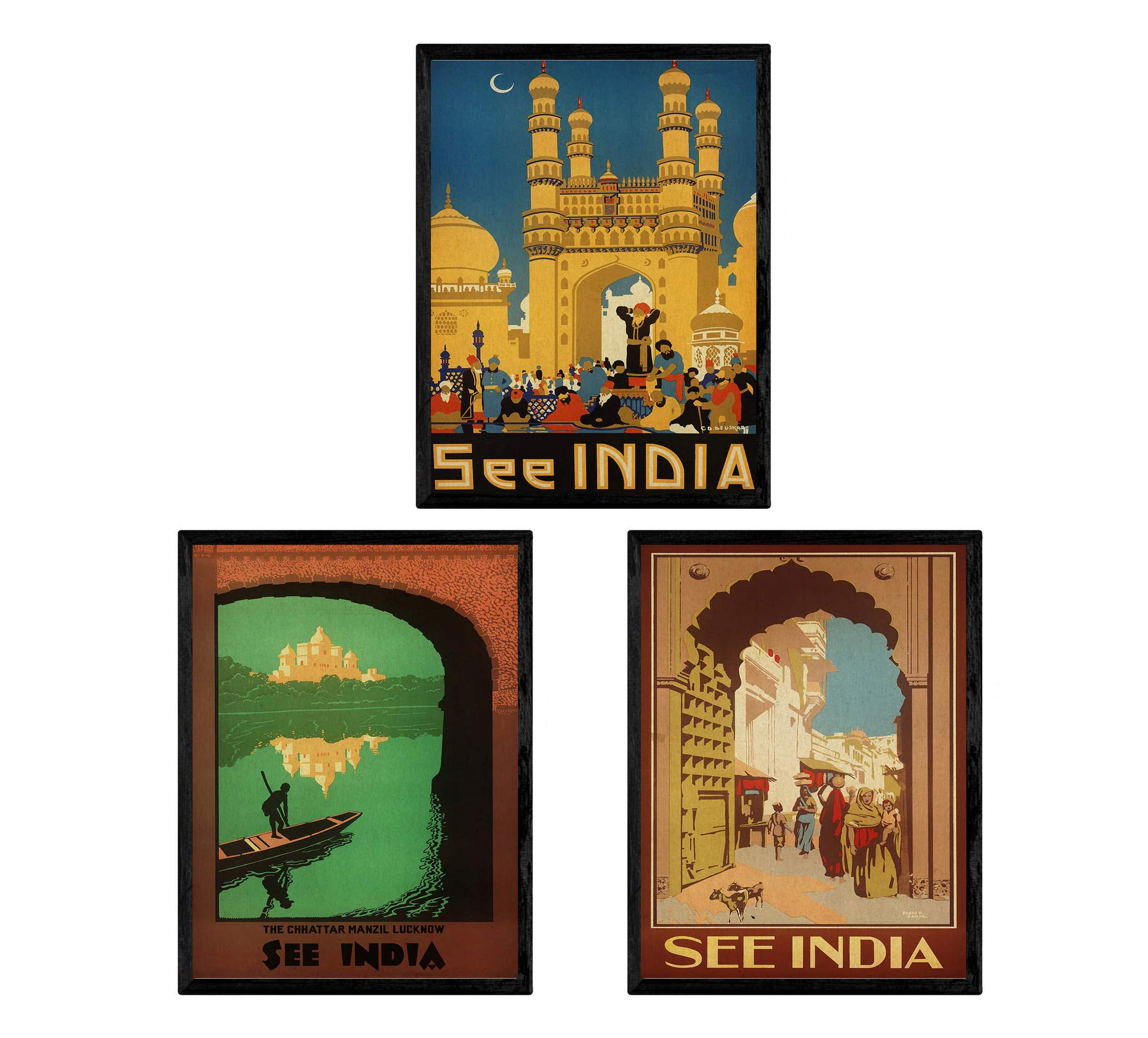 Nacnic Vintage Posters World Advertising Posters Three Ancient Sheets of India A4 Unframed