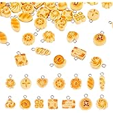 Beadthoven 42Pcs 14 Styles Simulation Bread Charms Mini Cookie Biscuit Resin Pendants Cute Heart Flower Shaped Bread Dangle Charms Tiny Dessert Food Pendants for Jewelry Making DIY Earrings Necklace
