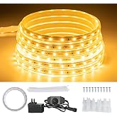 JUNWEN 20FT Warm White Rope Lights Outdoor, 12V IP65 Waterproof Led Rope Lights Indoor Cuttable, Flexible Led Strip Lights Cuttable Plug-in for Patio Deck Bedroom Kitchen Bedroom Christmas