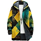BIVENANT Mens Long Cardigan Hoodies Geometric Hooded Jacket Open front Knitted Sweater Hoodie with Pockets Winter Coats