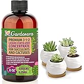 Premium Liquid Succulent Plant Fertilizer - 3-1-2 Concentrate for Indoor Plants and Flowers by Gardenera | Organic Plant Food for Succulents - 8oz