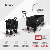 MoverX 150L Festival Trolley on Wheels Folding Wagon Black view 2