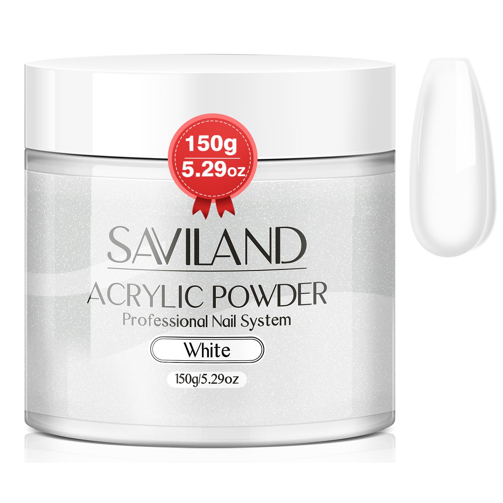 Saviland White Acrylic Powder -150g/5.29OZ Acrylic Nail Powder Large Capacity Professional for Acrylic Application System Nail Art 3D Flowers Carving Nail Extension Nail Carving