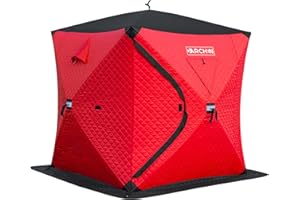 DARCHEN Insulated 3-Layer Ice Fishing Tent for 3-4 Persons - Thermal Ice Fishing Shanty with Insulated Layer
